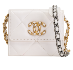19 Card Holder On Chain, Leather, White, 30825627 (2020), DB, 2*